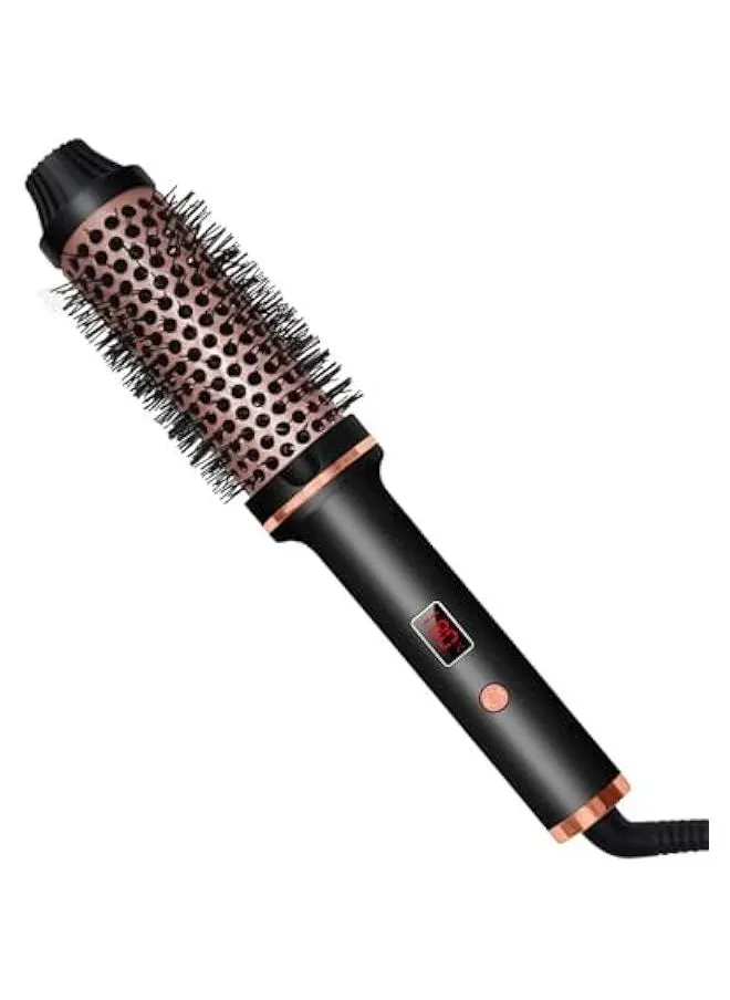 1.5 Inch Dual PTC Heated Round Brush - Negative Ions for Curly and Straight Hair - 3-in-1 Styling and Volumizing Brush (Black)-1