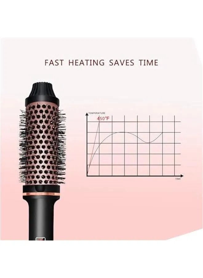 1.5 Inch Dual PTC Heated Round Brush - Negative Ions for Curly and Straight Hair - 3-in-1 Styling and Volumizing Brush (Black)-2