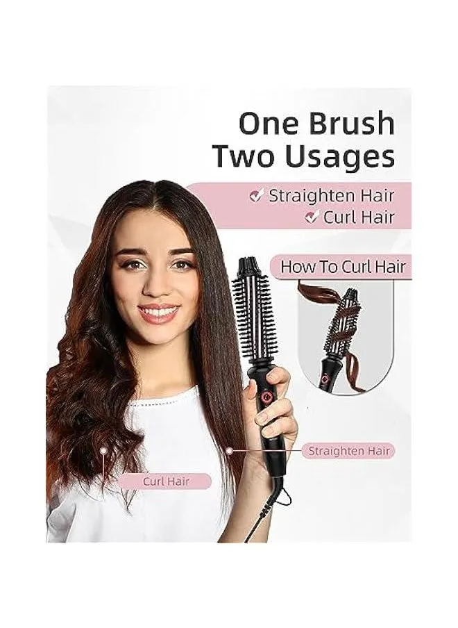 1 Inch Heated Styling Round Brush Curling Iron for Short Hair Dual Voltage Anti-Scald 3 Temperature Settings Travel Hot Curling Brush.-2