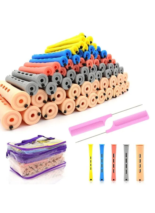 100Pcs Hair Perm Rods Set 5 Sizes Plastic Hair Cold Wave Rods Heatless Perming Rods Hair Curlers Rollers With Pintail Comb For Long Short Straight Curly Natural Hair Diy Hairdressing Styling Tools-1