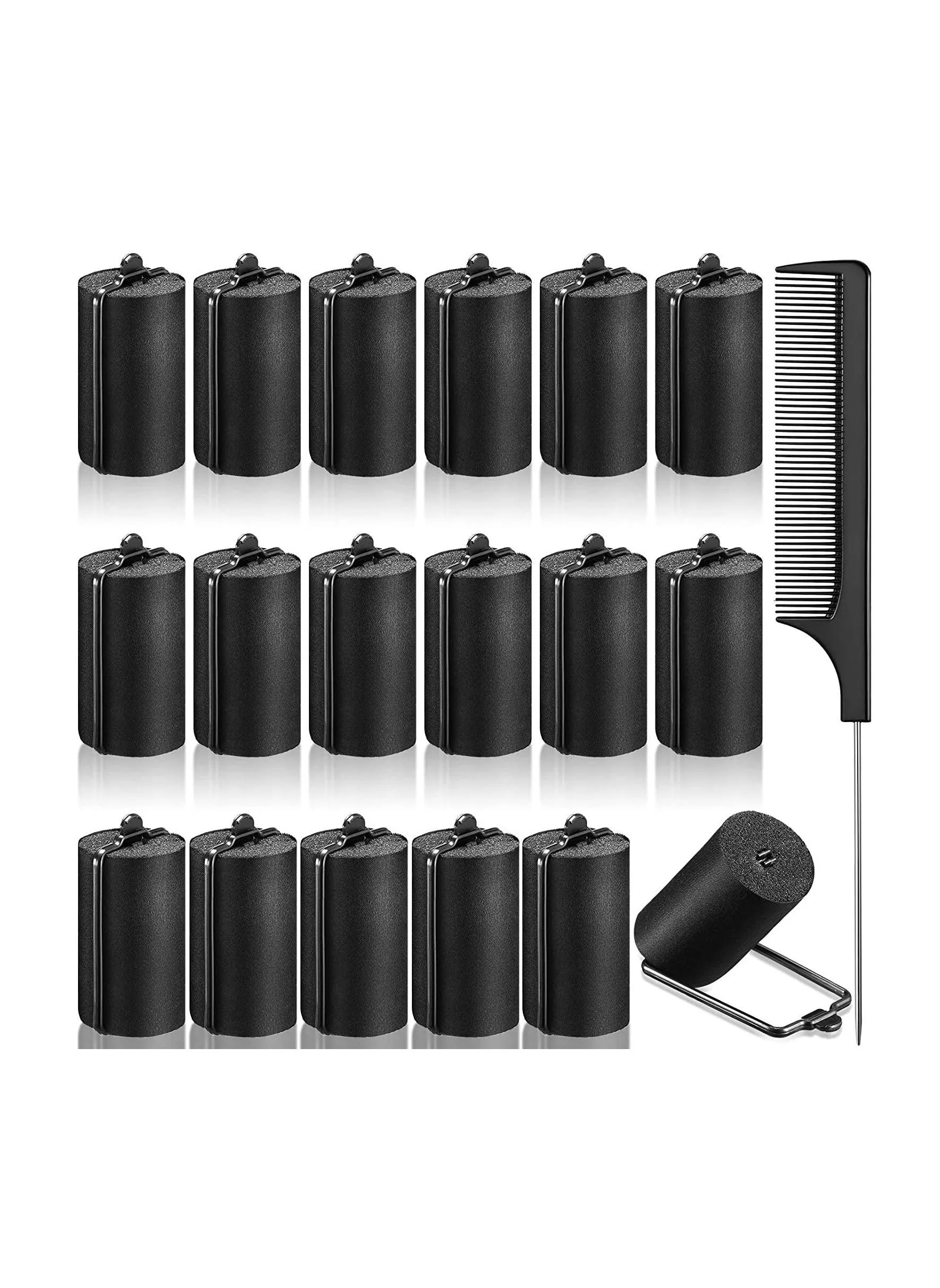 18 Pieces Satin Rollers for Black Hair Sponge Foam Silk Covered Soft Hairdressing Styling (1.42 Inch)-1