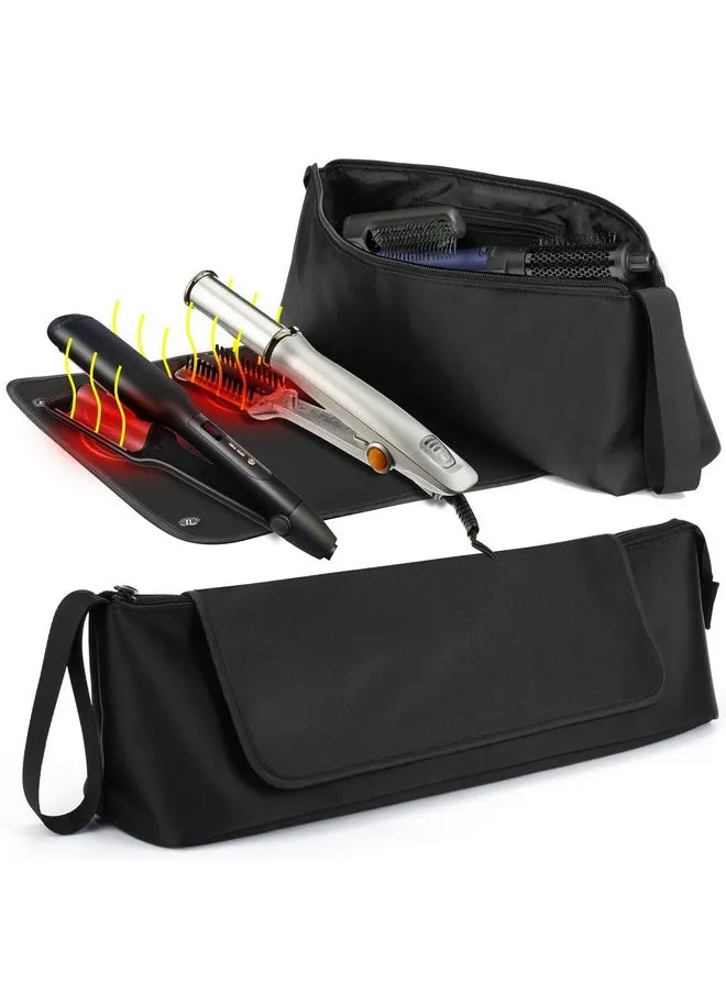 2 In 1 Hair Tools Travel Bag With Heat Resistant Mat Neoprene Curling Iron Travel Case For Flat Iron Hair Straightener Hot Hair Styling Tools Travel Essentials-1