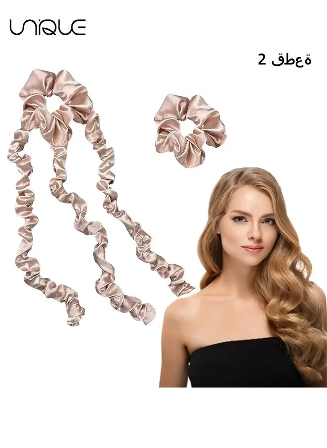 2 Pcs  Heatless Hair Curler , New Jellyfish Shape - Satin Surface Without Heating Curler, Heatless Curlers That Don't Hurt Your Hair Suitable for Women's Sleep Curler-Champagne-1