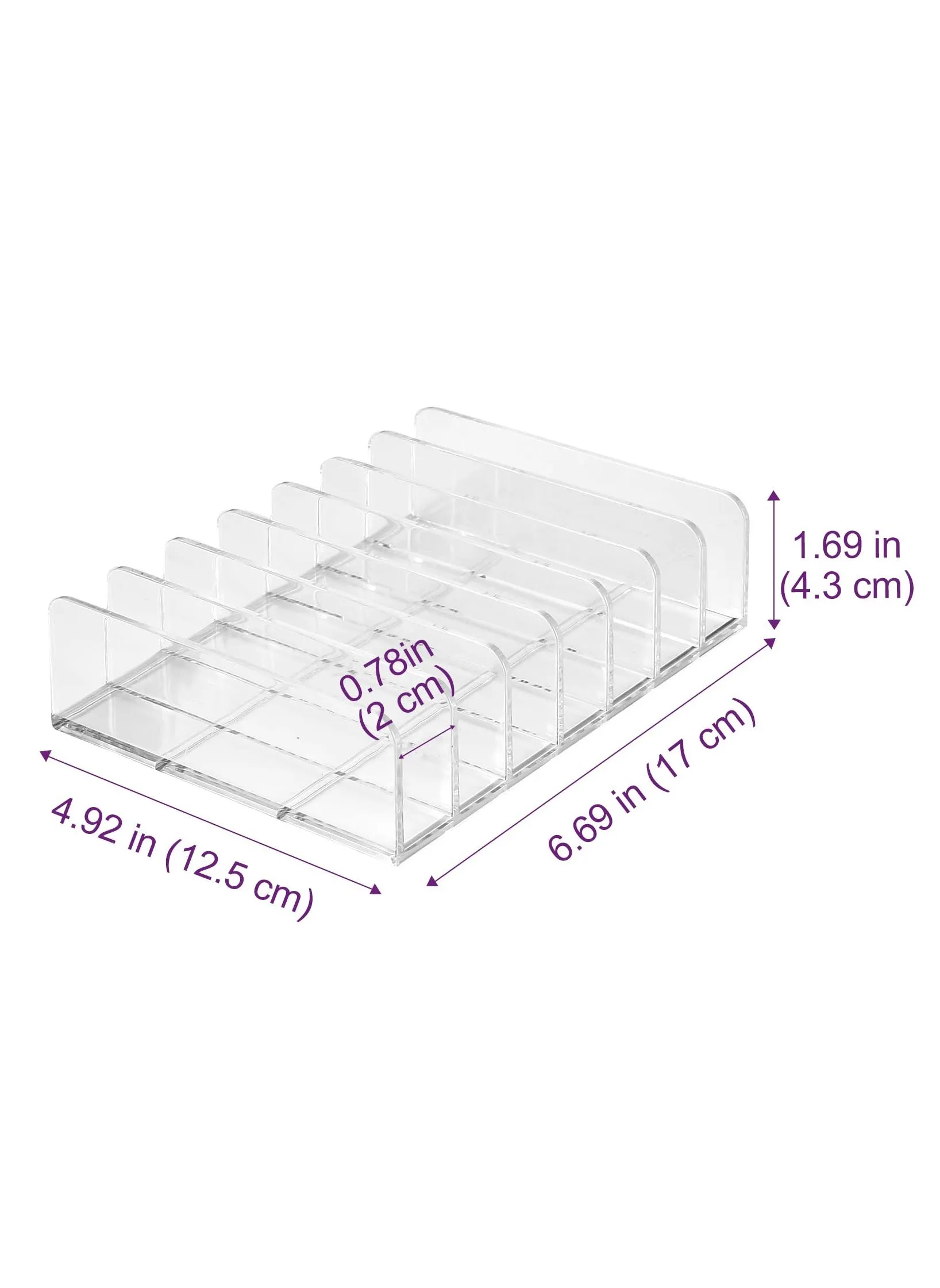 منظم مكياج باليت ظلال العيون من البلاستيك الخالي من BPAمكون من 7 اقسام مقسم من الاكريليك لتخزين مستحضرات التجميل وظلال العيون (شفاف)-2
