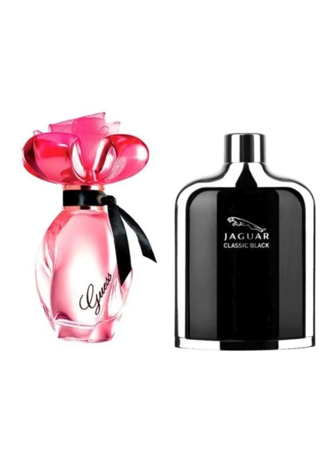 طقم هدية عطر تواليت من قطعتين Guess Girl EDT 100Ml, Jaguar Classic Black EDT 100ملليلتر-1