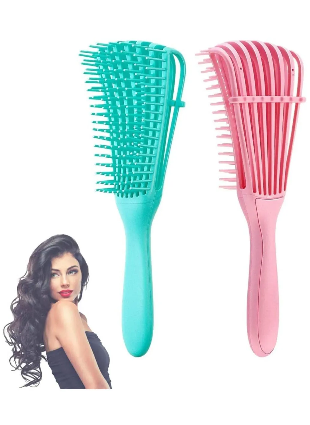 2 Pieces Detangling Brush for Hair Textured 3a to 4c Kinky Wavy Curly Coily Wet Dry Oil Thick Long Knots Detangler Easy Clean-1