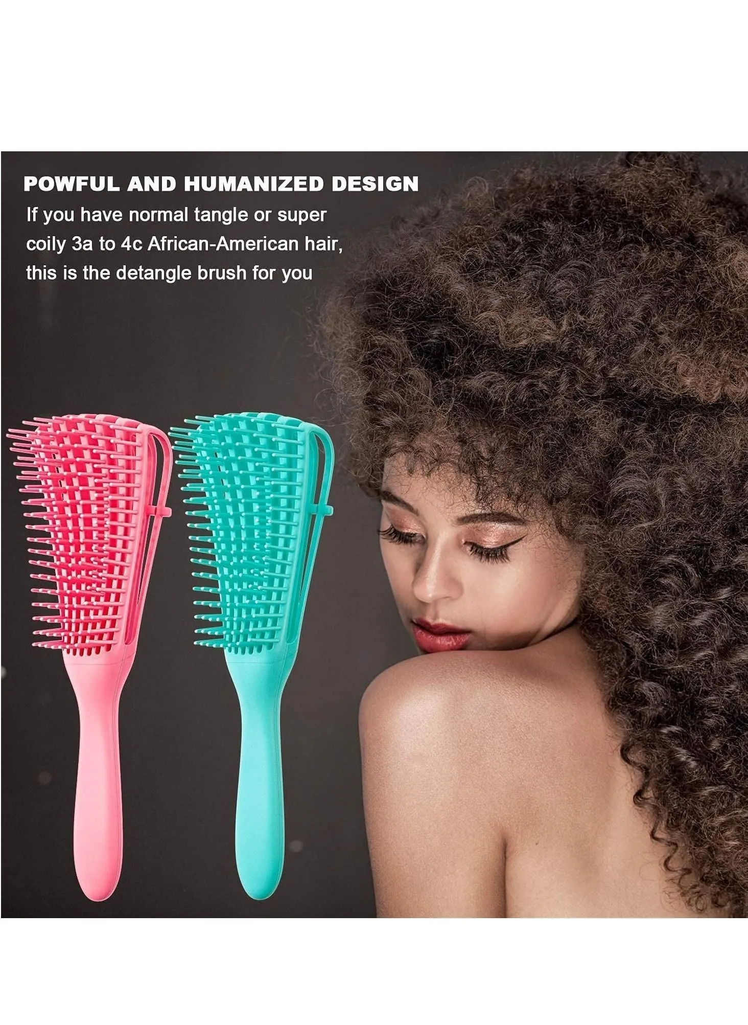 2 Pieces Detangling Brush for Hair Textured 3a to 4c Kinky Wavy Curly Coily Wet Dry Oil Thick Long Knots Detangler Easy Clean-2