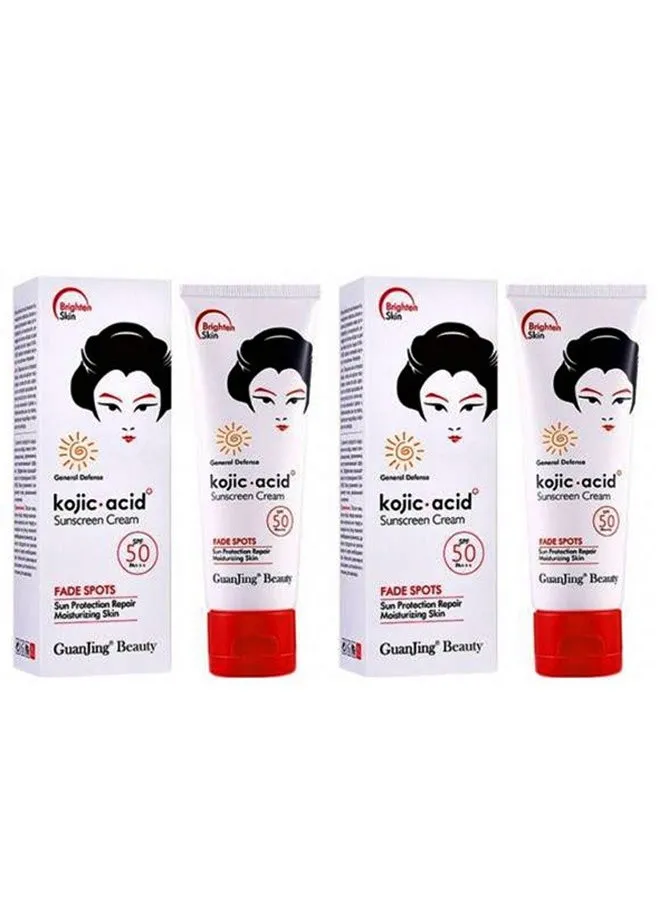 2 Pieces Of Kojic acid sunscreen cream SPF 50 Guanjing Beauty 2X80 g-1