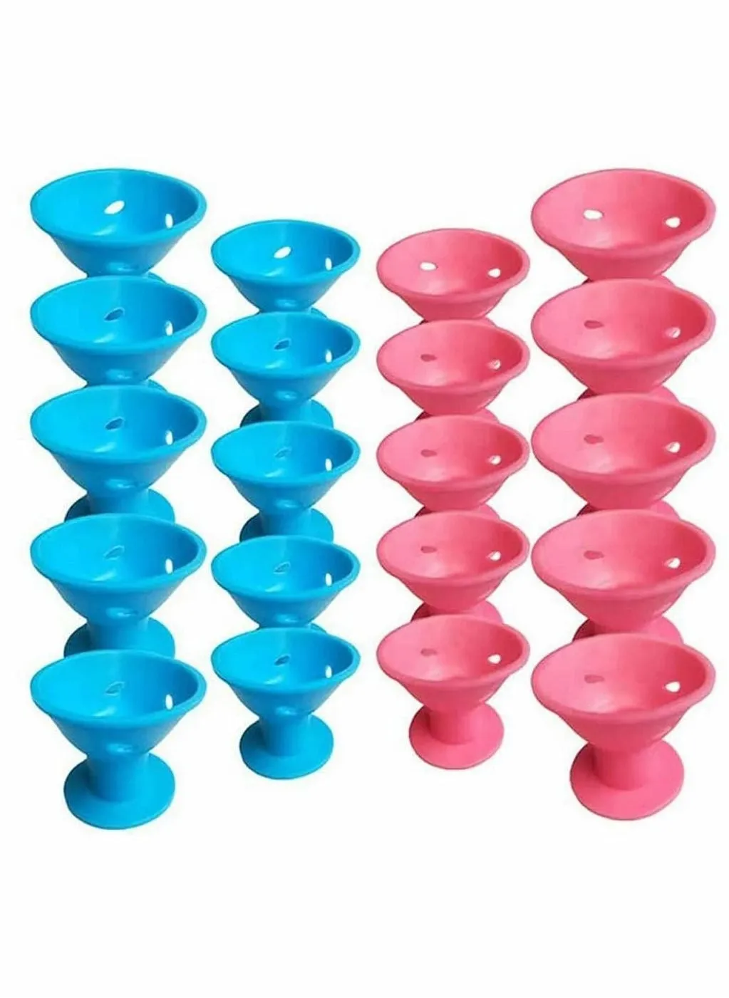 20 Packs Magic Hair Rollers, No Clip Heat Silicone Curlers Style Accessories. Damage to Hair, Easy Styling Sleep In Creative DIY Tools (10 Blue, 10 Pink)-1