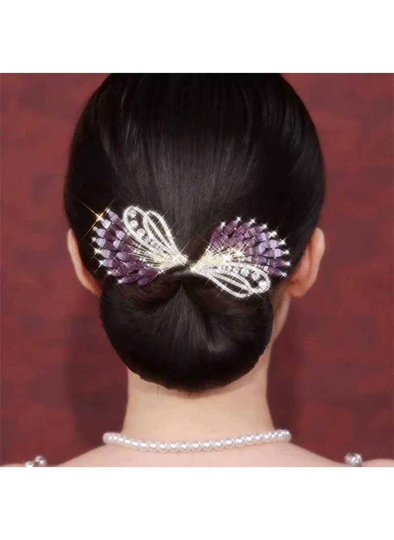 2024 summer explosions high sense retro peacock hair machine lazy twist clip wholesale Purple feather hair curler-1