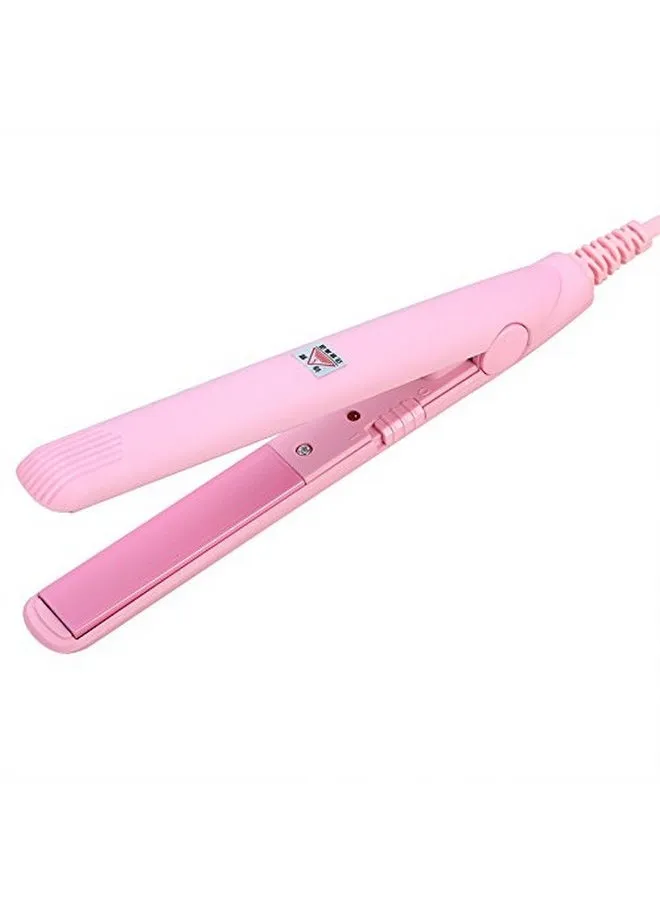 2In1 Mini Hair Straightener 4 Color Ceramic Tourmaline Plate Adjustment Temperaturebeauty Flat Iron Heating Curler For Hair Styling(Pink)-1