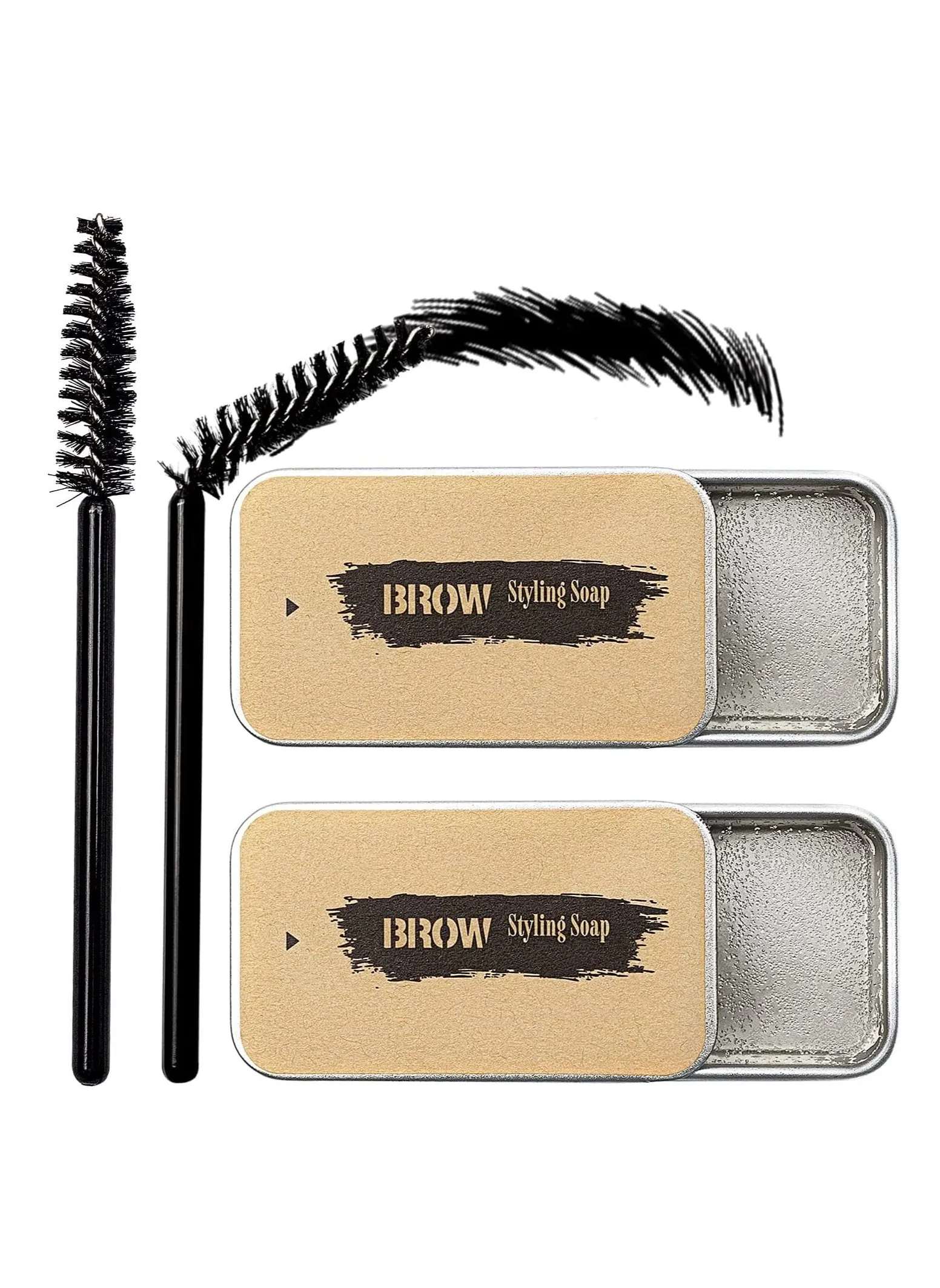 2PCS Eyebrow Soap Kit, 4D Eyebrow Gel Long Lasting Brows Styling Soap Waterproof Brow Gel Eyebrow Wax Makeup Brow Pomade-1