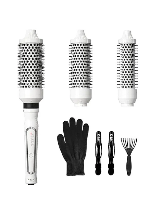 3 in 1 Ceramic Hot Brush Set for Short, Medium & Long Hair - Fast Heating Curling Wand with 5 Temperature Settings, Dual Voltage-1