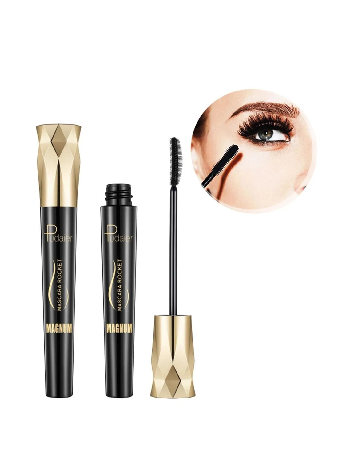 4D Mascara Waterproof Long-lasting Smudge-Proof Lengthening Thick Professional Volume Curled Lashes Fiber Mascara for Women Black-1