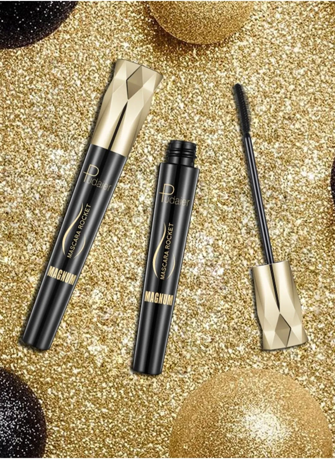 4D Mascara Waterproof Long-lasting Smudge-Proof Lengthening Thick Professional Volume Curled Lashes Fiber Mascara for Women Black-2