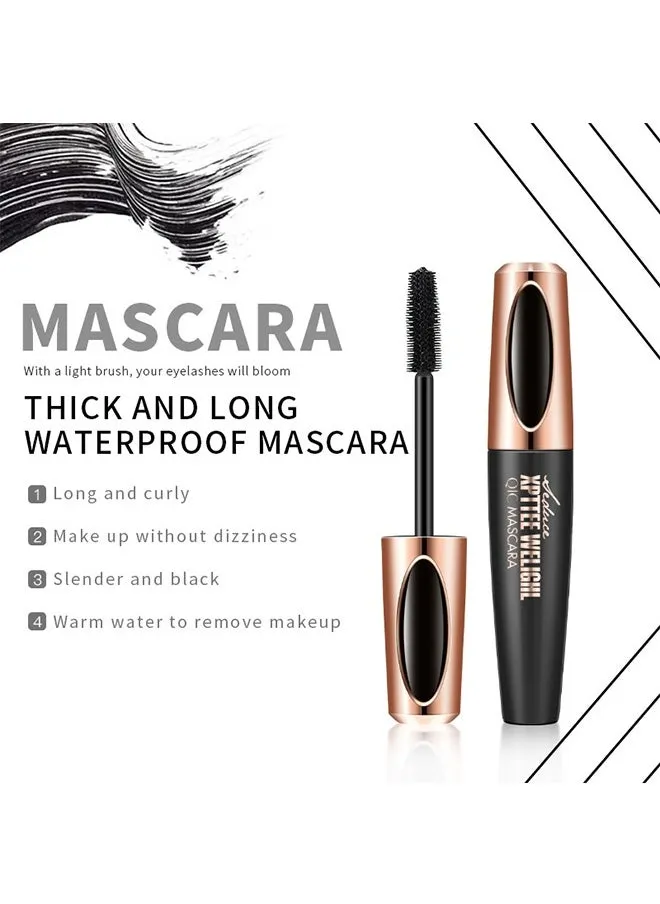 4D Silk Fiber Lash Mascara Waterproof Mascara Eyelash Extension Thicker Voluminous Eyelashes,Gives Lashes A Lusttous Shine Create Beautiful Eyes-2