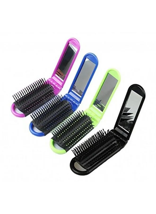 4Pcs Colorful Portable Folding Hair Brush With Mirror Compact Pocket Hair Comb For Tl Gift Idea-1