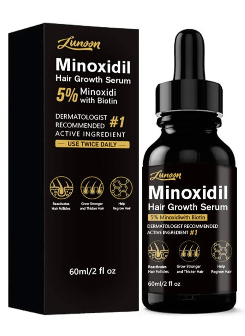 5% Minioxidil Hair Growth Serum for with Biotin Regrowth Hair Treatment For Thickens Hair Promotes Hair Density Help to Stop Thinning loss Hair stimulates Hair Growth, Regain Hair Serum-60ml-1