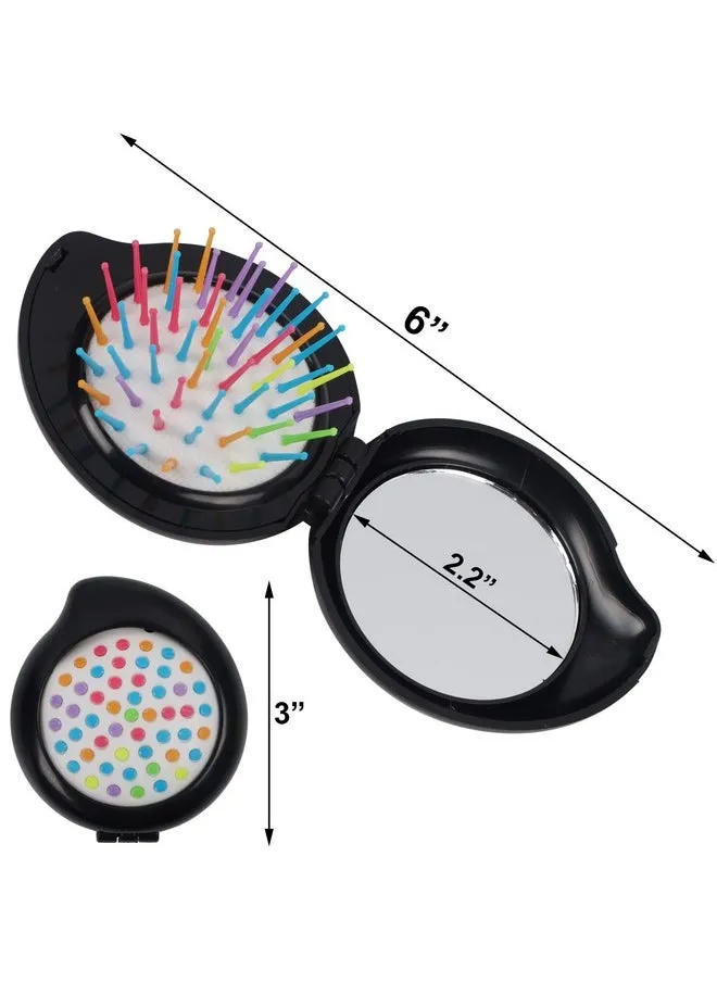 قطع مشط جيب لفرشاة شعر السفر مع مرآة صغيرة محمولة مدمجة قابلة للطي، مشط ومجموعة فرشاة للنساء-2
