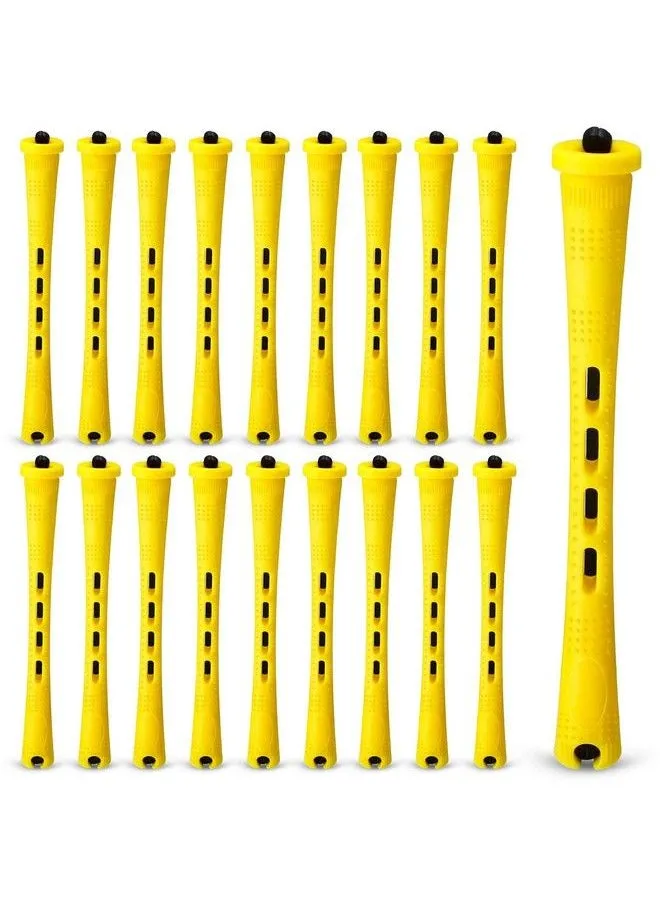 60 Pieces Long Perm Rods Plastic Hair Perm Rods Cold Wave Rods Hair Curling Roller Hair Styling Hairdressing Tools (Yellow0.28 Inch)-1