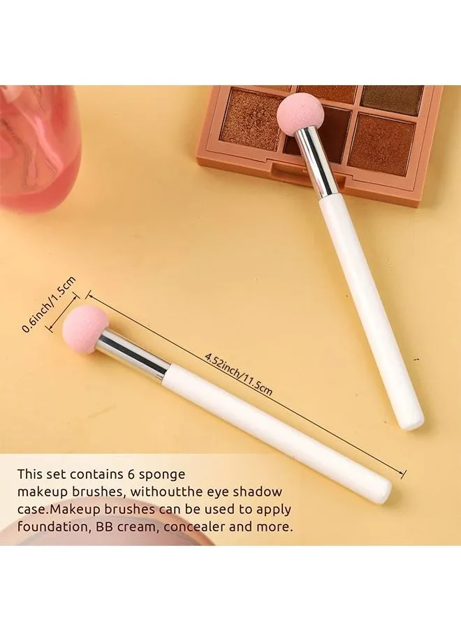 6pcs Sponge Makeup Applicator With Handle, Sponge Eyeshadow Applicators Makeup, Eyeshadow Sponge Brush, Cotton Eye Makeup Eyeshadow Brushes for Women Girls 4.7 inch Long Washable-2