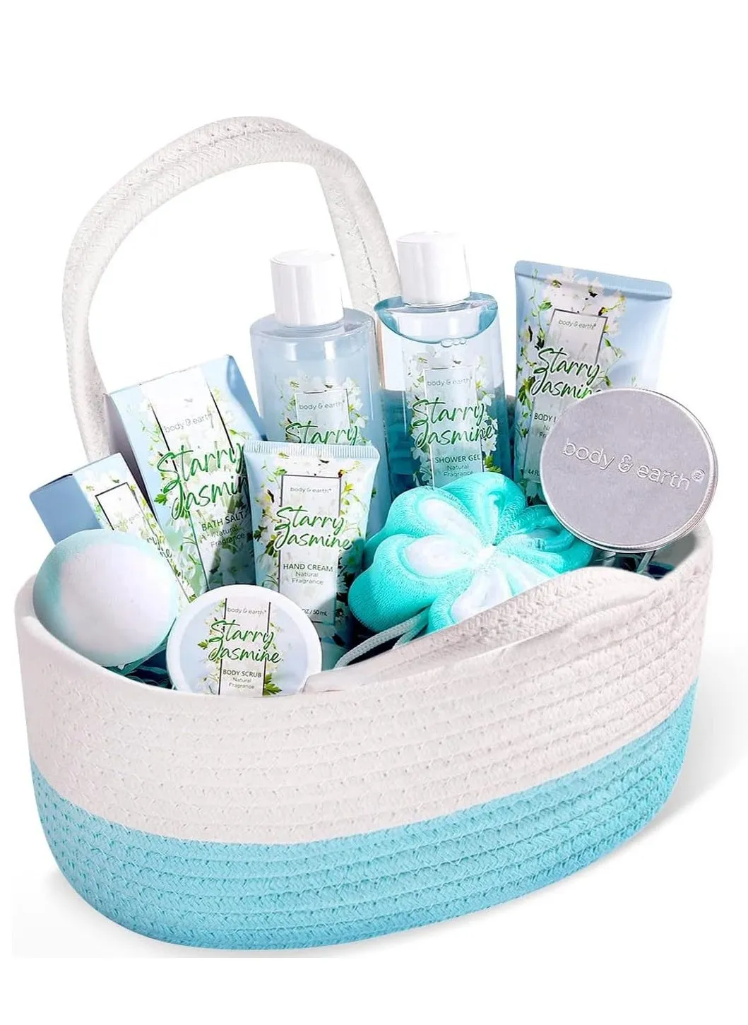 8 Pcs Bath Set with Jasmine Scented, Includes Bubble Bath, Shower Gel, Milk Lotion & Butter, Hand Soap and More, Bath Gifts Set for Women-1