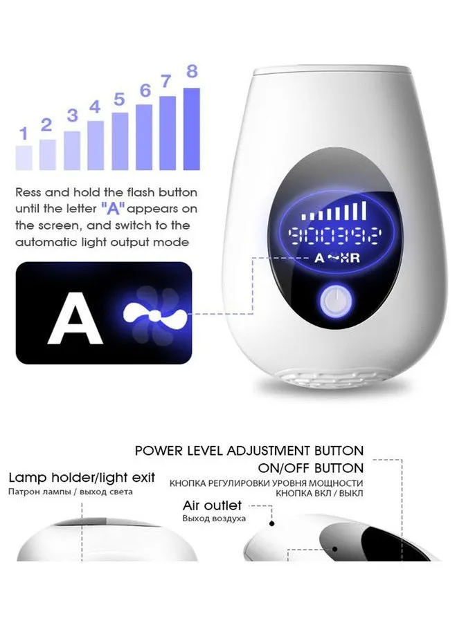 900000 ومضة لإزالة الشعر بشكل دائم، جهاز تقشير وتلميع الجسم الكهربائي باللون الأبيض-2