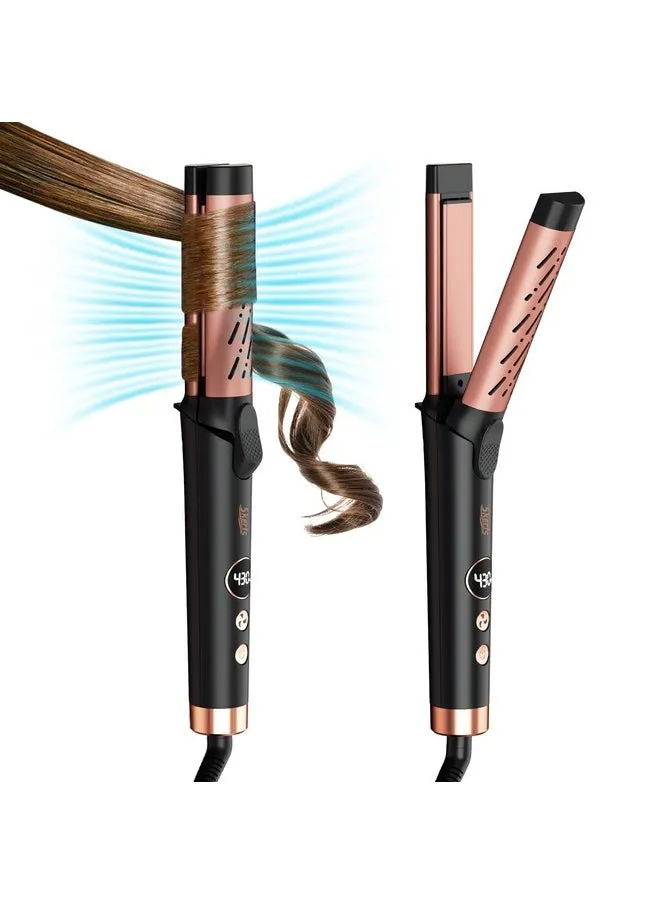 مكواة تجعيد الشعر من Airflow Styler 360 درجة، 5 درجات حرارة قابلة للتعديل، مكواة تجعيد وتجعيد الشعر 2 في 1، مكواة تجعيد مع مكواة تجعيد الهواء الأيونية الباردة للشعر الطويل والقصير-1