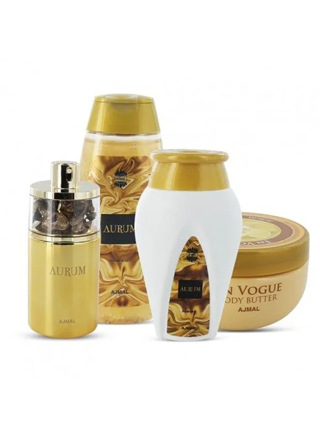 طقم هدايا أوروم (Aurum Spray 75ml, Aurum Body Butter 200gm, Aurum Shower Gel 200ml & Aurum Powder 100gm)-1