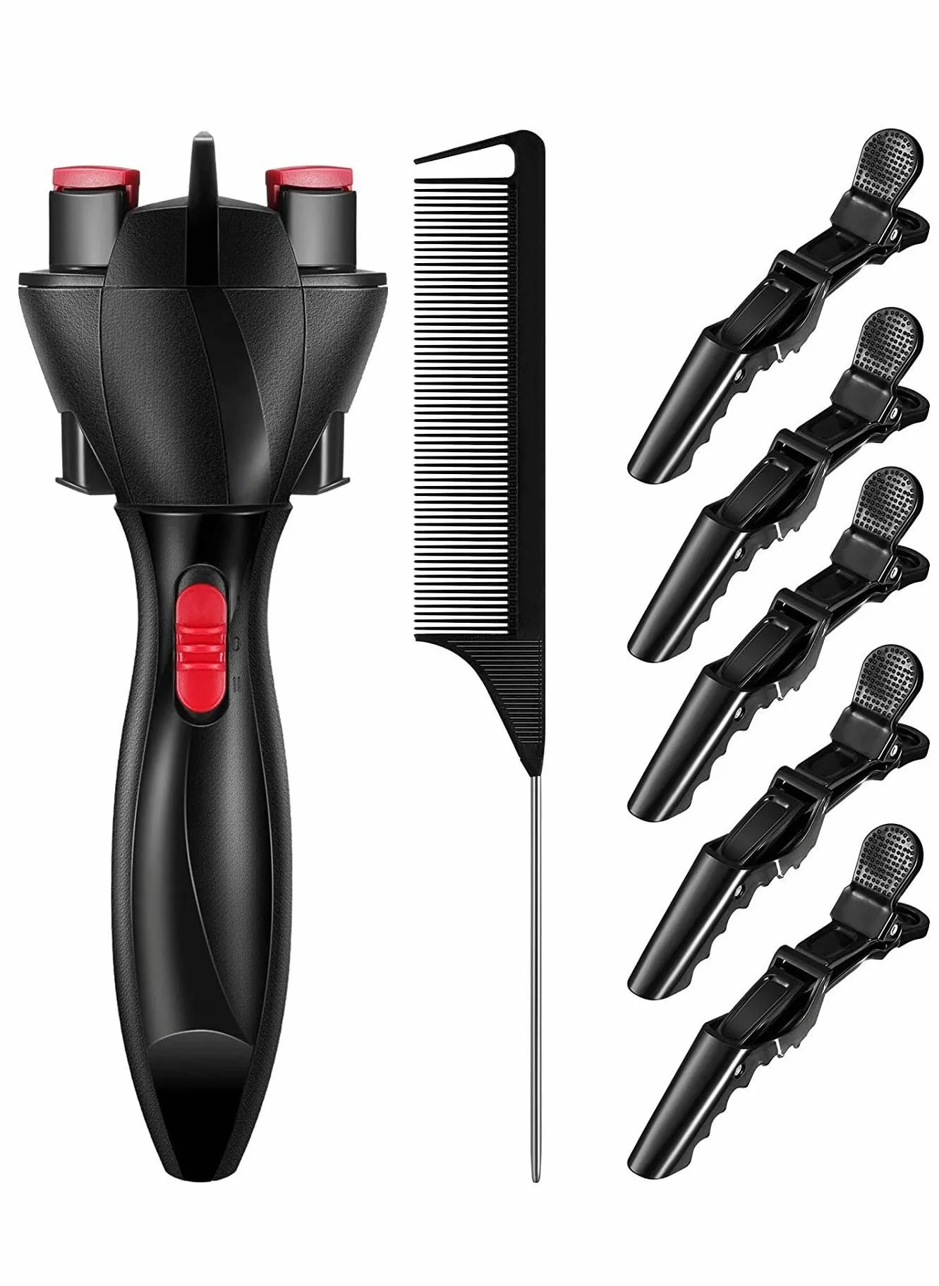 Automatic Hair Braider Set, Electronic Hair Braiding Tool Machine, Braid Maker Hair Twister DIY Tool, with Rat Tail Comb and Crocodile Hair Clips, for DIY Hair Tangling Styling 7 Pieces-1