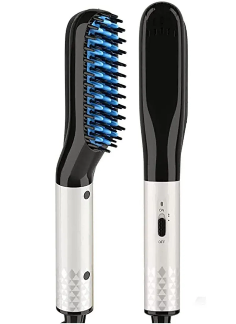 Beard Straightener with Beard Cream, Upgraded 3 in 1 Hair Straightener Brush Beard Straightening Comb, Smart anti-scalding technology, 360° Rotation Swivel Chord, Dual Heat Settings-1