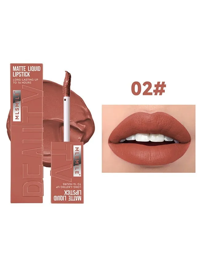 Beauty Matte Liquid Lipstick Long Lasting Up To 16 Hous,Nude Velvet Lip Gloss Lip Stain Can Let Your Lip Look Fuller(02#)-2