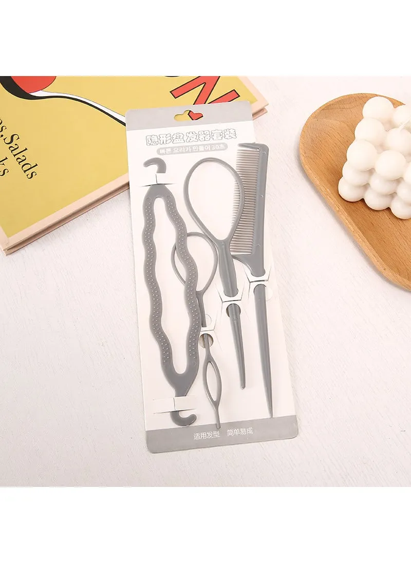 Braiding Tool Hair Styling Accessories Gray [four-piece set]]-1