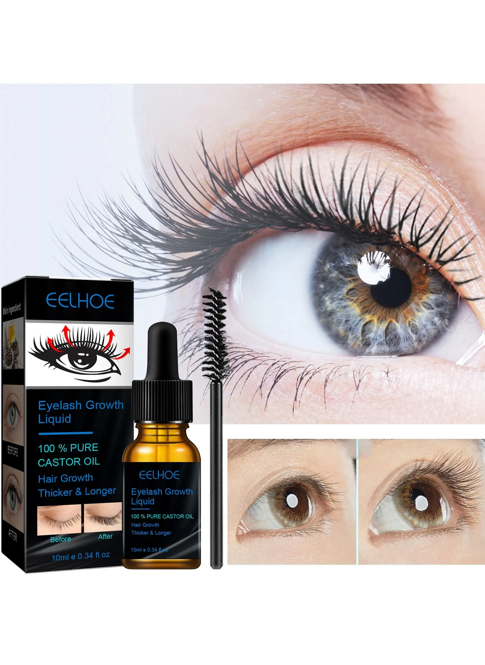 Castor Oil Mascara - Naturally Thick, Lengthening, Curling, and Nourishing Eyelash Serum-2