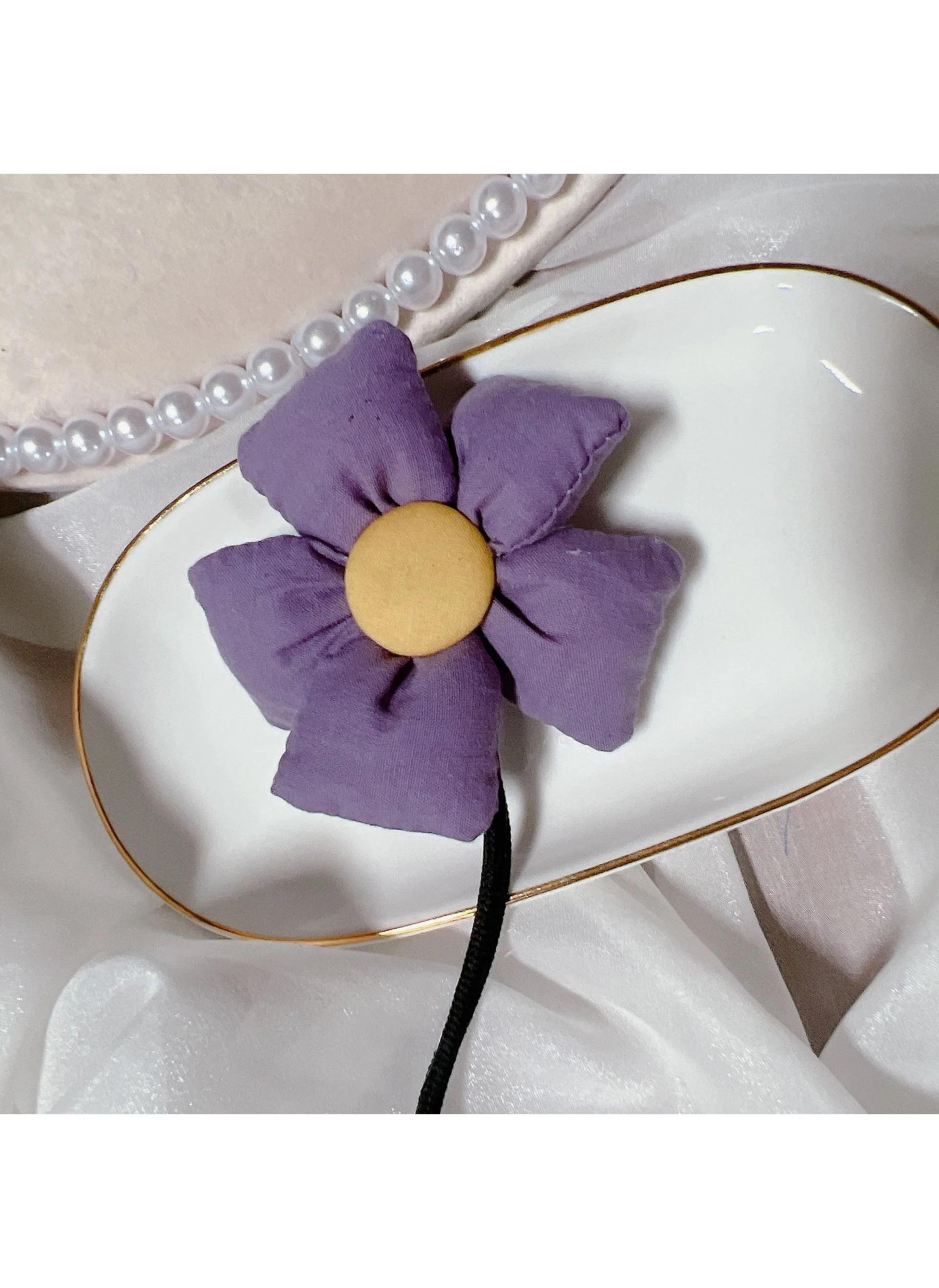 Colorful Flower Hair Ties Kids Bun Maker A purple flower plate hair Rod-1