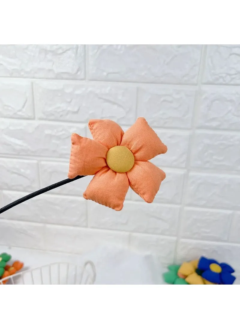 Colorful Flower Hair Ties Kids Bun Maker An orange flower plate hair Rod-1