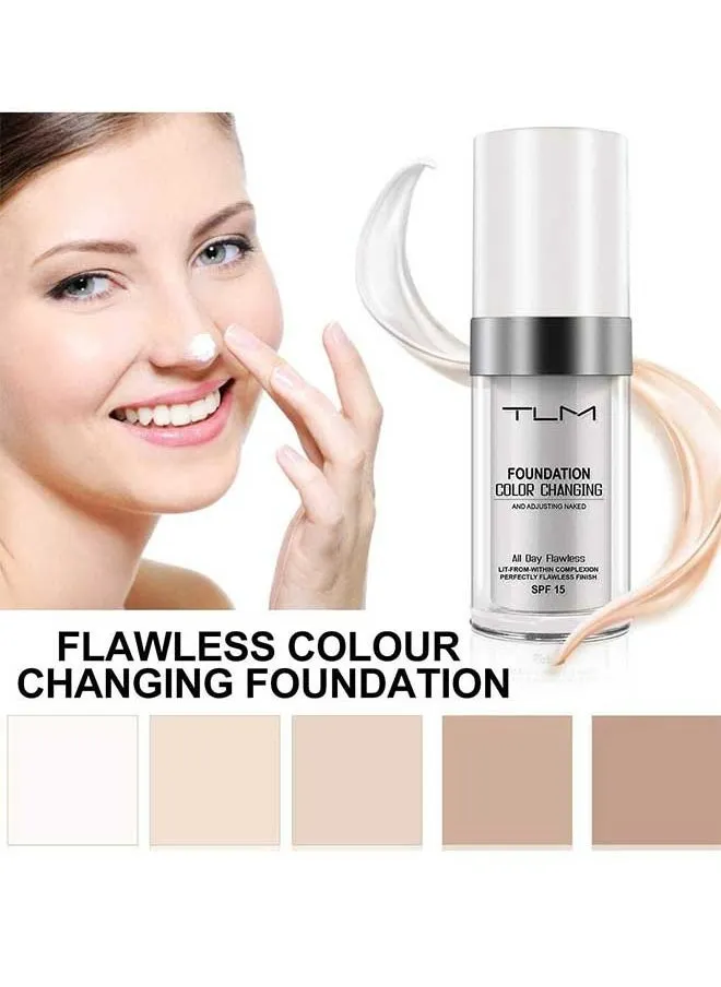 Colour Changing Foundation for Different Skin Tone, All Day Flawless Warm Skin Tone BB Cream Makeup Base Concealer, Sunscreen Flawless Colour Changing Foundation Makeup 30ml-2