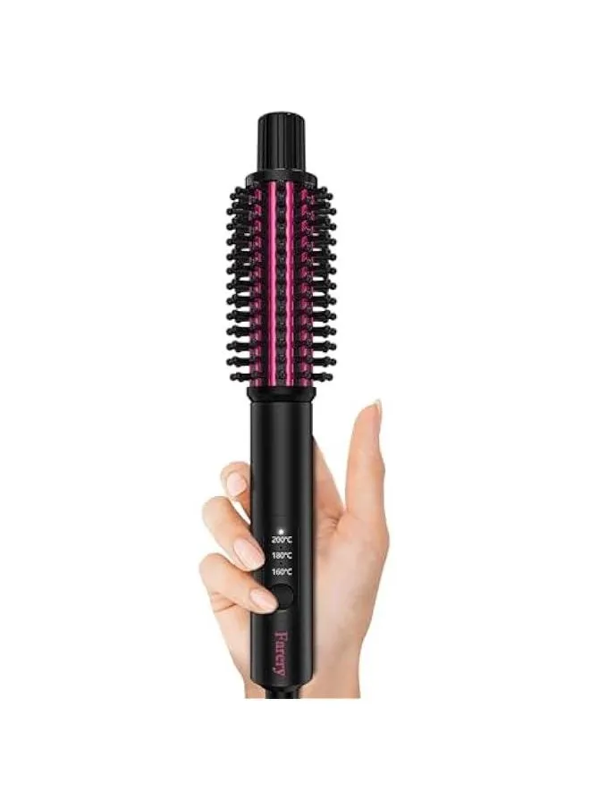 Compact 1 Thermal Brush with 3 Adjustable Temperatures for Soft Curls on Short to Medium Hair. Dual Voltage, Non-Blowing Curling Iron Wand Ideal for Travel.-1