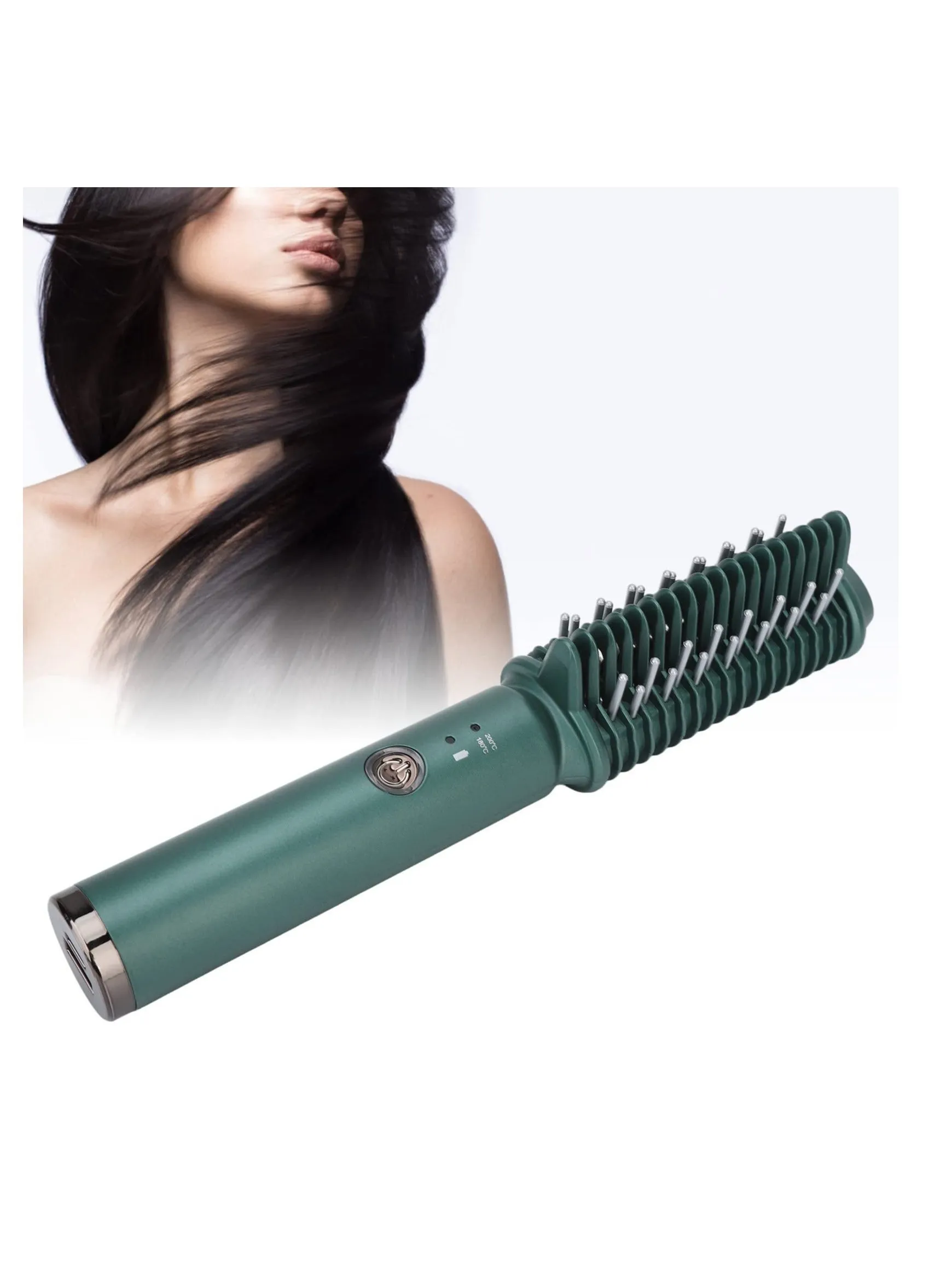 Cordless Straightener Brush, Portable Hair Cordless, USB Rechargeable Electric Evenly Fast Heating,Anti-Scald, Mini and Lightweight for on-The-go-1