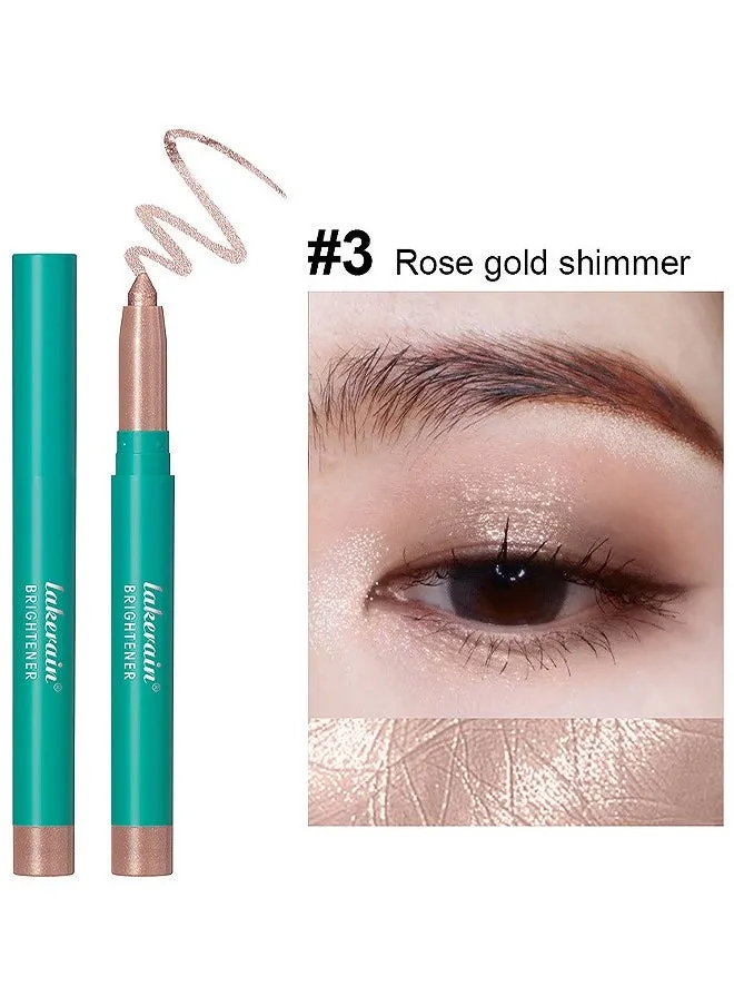 Cream Eyeshadow Stick, Waterproof Cream Eyeshadow Pen Rotatable Creamy Eye Shadow Pencil Crayon, Matte and Shimmer Eyeshadow Makeup Stick (Rose Gold Shimmer)-2