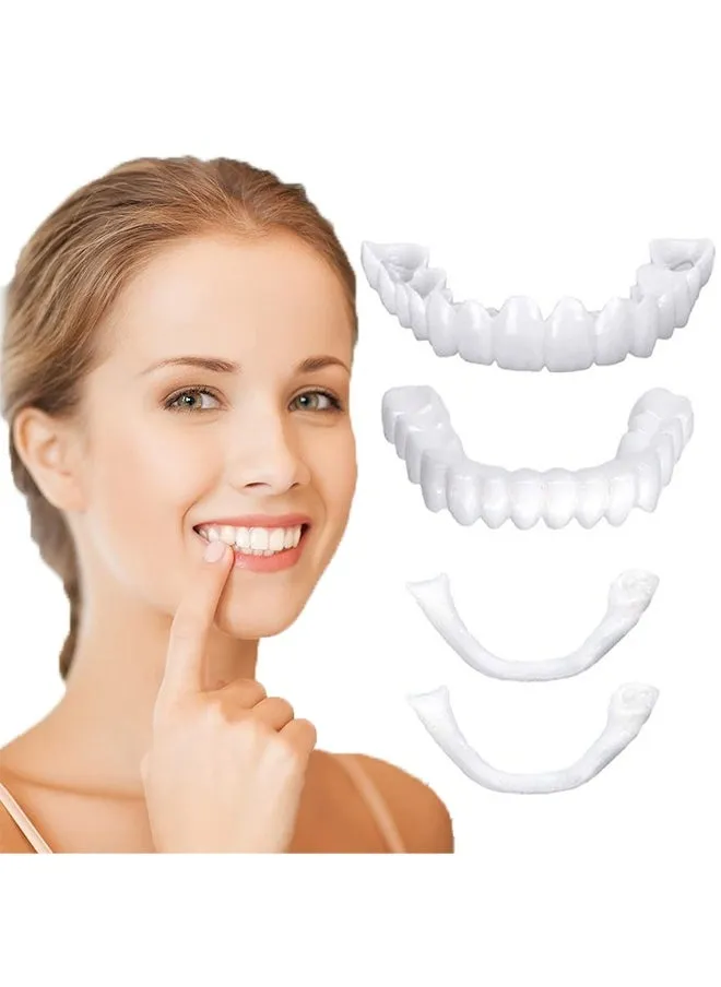 Denture Teeth, Fake Teeth Snap On Veneers Dentures Teeth for Upper and Lower Jaw, Silicone Non-Porous Braces, Nature and Comfortable, Protect Your Teeth and Regain Confident Smile for Men and Women-1