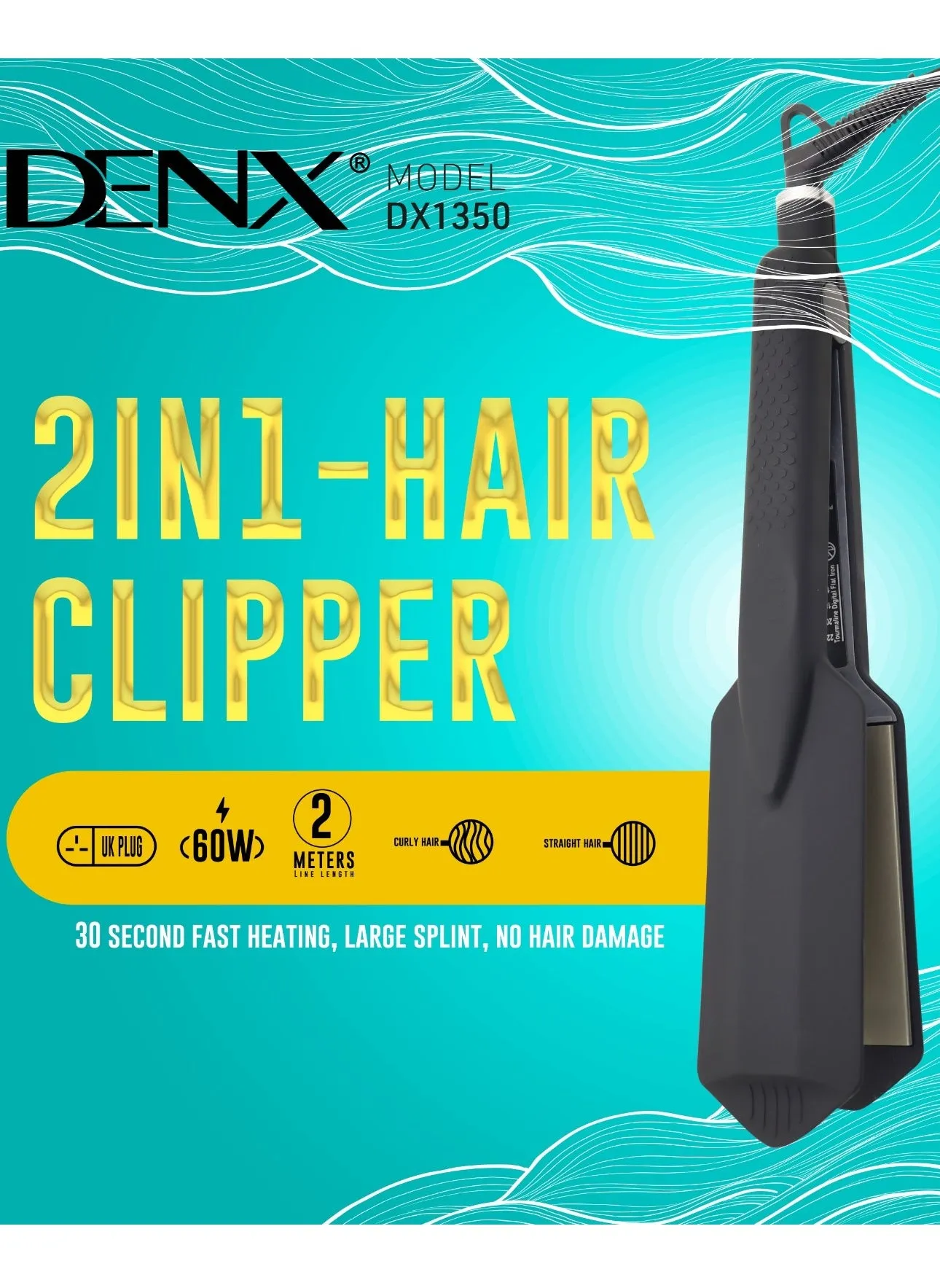 مكواة سيراميك احترافية لفرد الشعر ماركة DENX DX1350-1