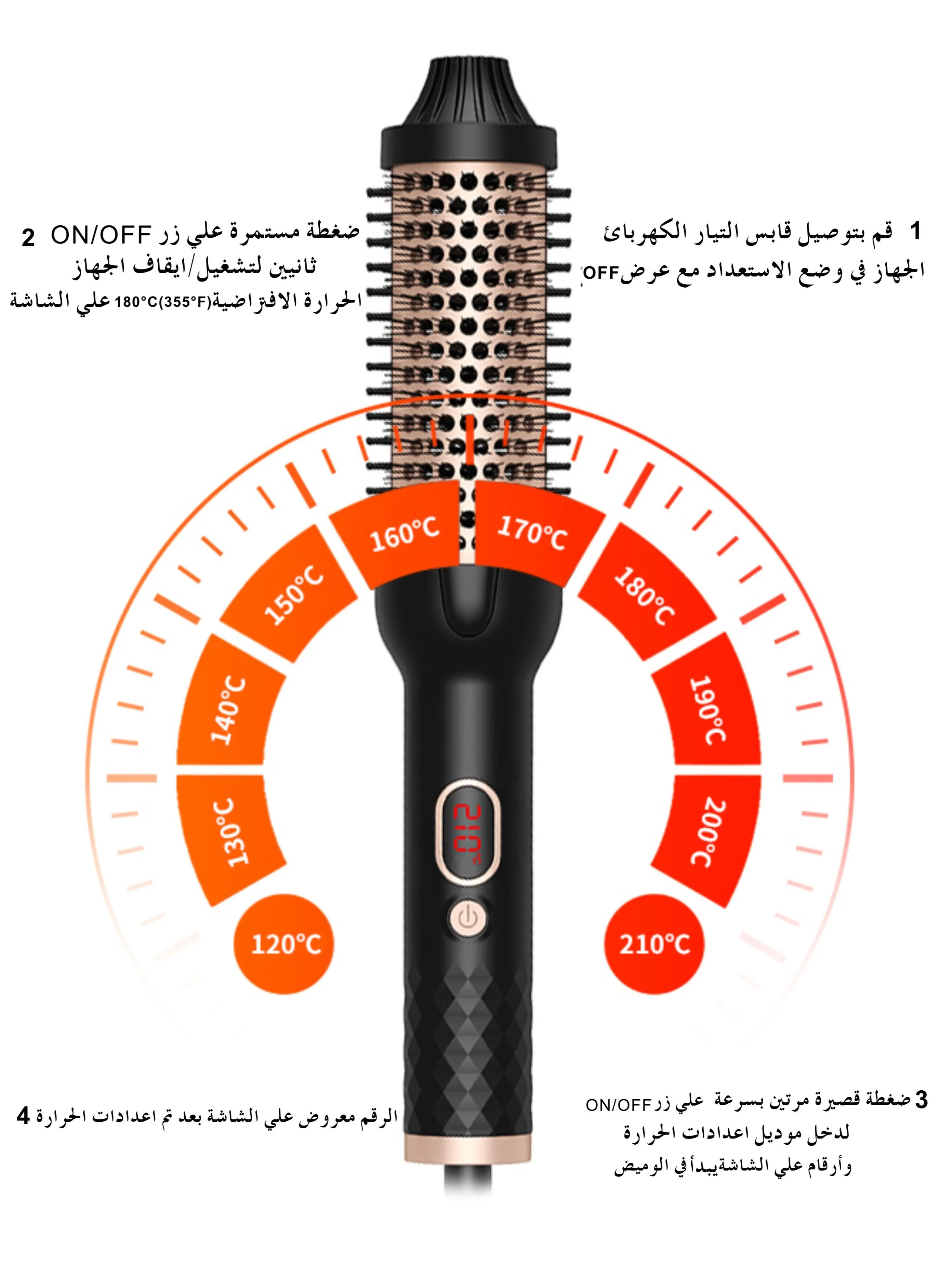 فرشاة حرارية مزدوجة PTC 38 مم فرشاة تجعيد الشعر الساخنة لتجعيد الشعر الكثيف 30 ثانية مكواة فرد الشعر سريعة التسخين للنساء 120-210 درجة مئوية-2