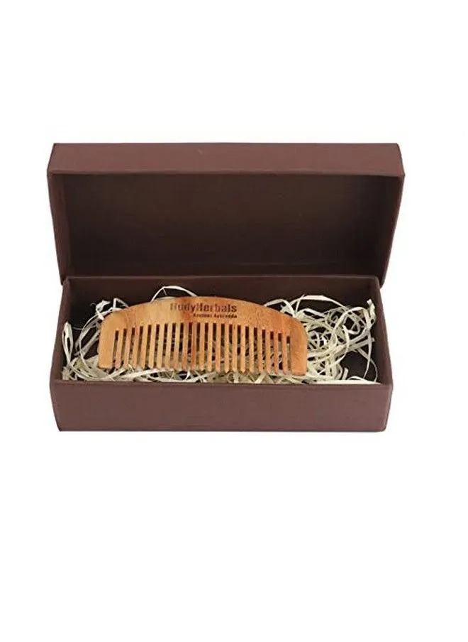 Dressing Men Comb Anti Static Eco Friendly Brush for Beard Head Hair & Mustache | Gift for Men 100% l Neem Wood Hand Made with Design in Gift box ( Cream)-1