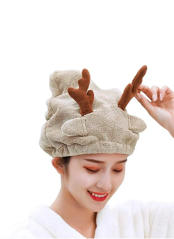 Drying Hair Towel, Microfiber Hair Towel Wrap Fast Drying Hair Turban Shower Cap Soft Absorbent Cute Cartoon Dry Hair Hat for Women Wet Longer and Thicker Hair（Brown）-1