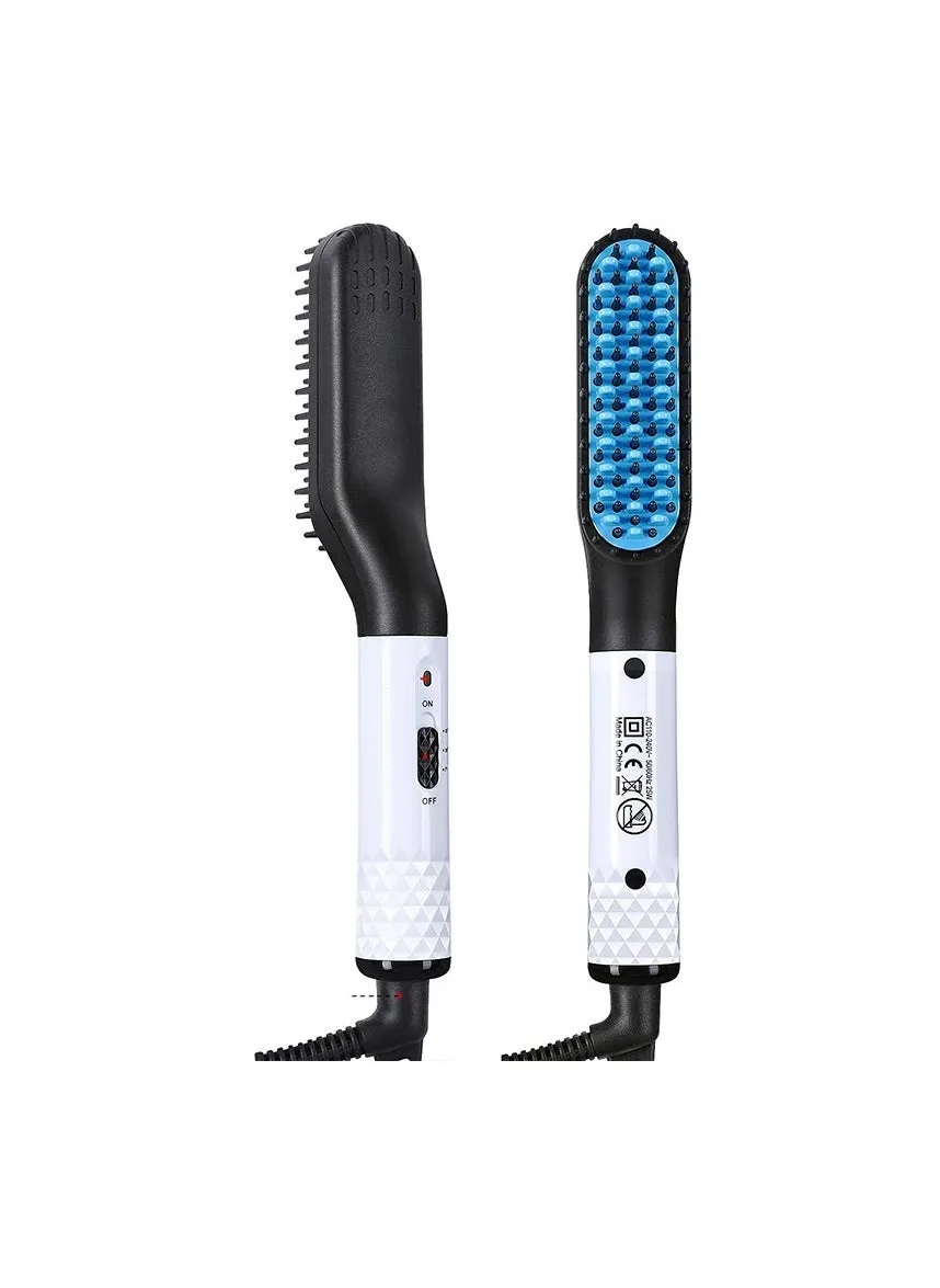 Electric Hot Comb Straightener, Durable And Multi Function Straight Hair Comb, Quick Hair Styler Hair Straightening Brush, Negative Ion Heating Comb For Men Beard Hair, (White)-1