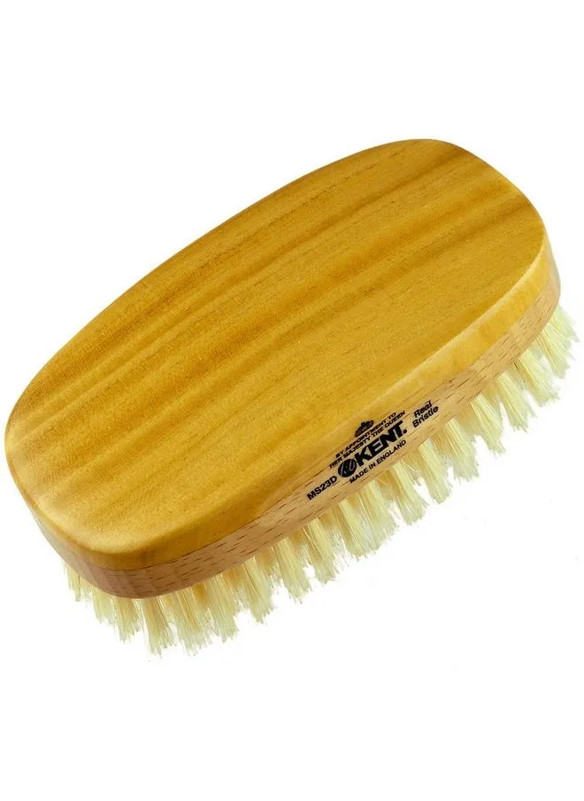 Ent Ms23D Finest Men'S Military Style Hair Brush Satin And Beechwood Travel Size Base Soft Pure White Natural Boar Bristle Ideal For Fine Or Thinning Hair And Sensitive Scalps-1