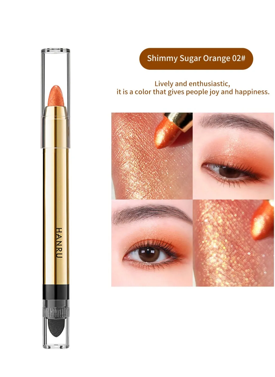 Eye Shadow Pencil, Double End Metallic Shimmer Highlighting Soft Silky Shiny Waterproof Long Lasting Eye Shadow Stick for Women 1Pcs 02#-1