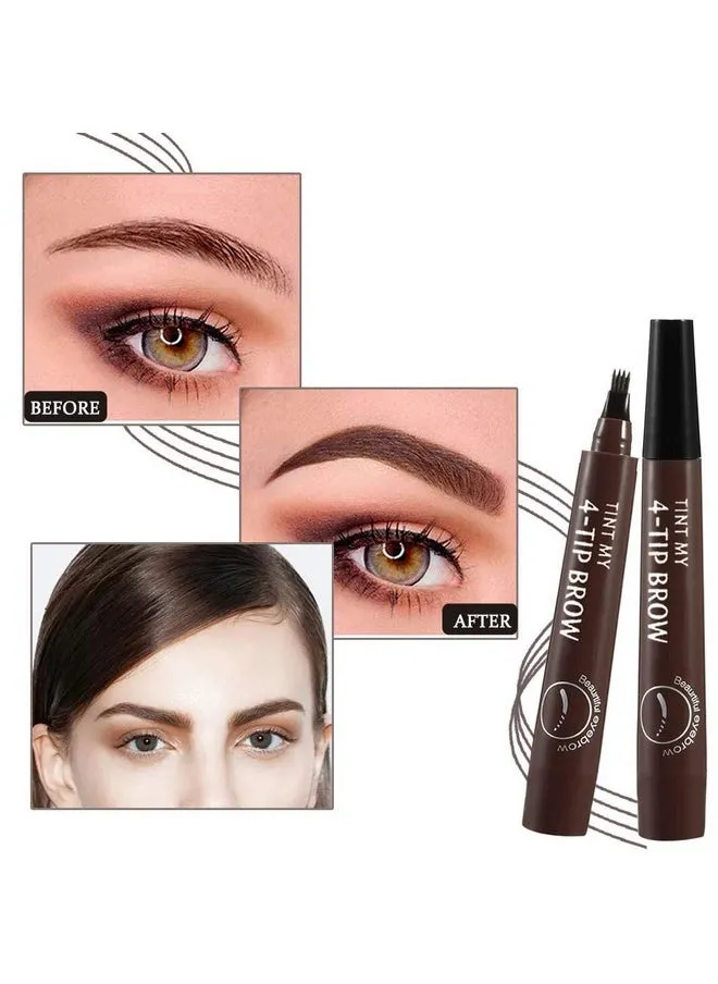 قلم الحواجب Microblading قلم الحواجب 4 نقاط قلم الحواجب يخلق مكياج دائم احترافي ذو مظهر طبيعي للحواجب يغطي المناطق المتفرقة يوميًا قلم حواجب مقاوم للماء (04رمادي بني)-2