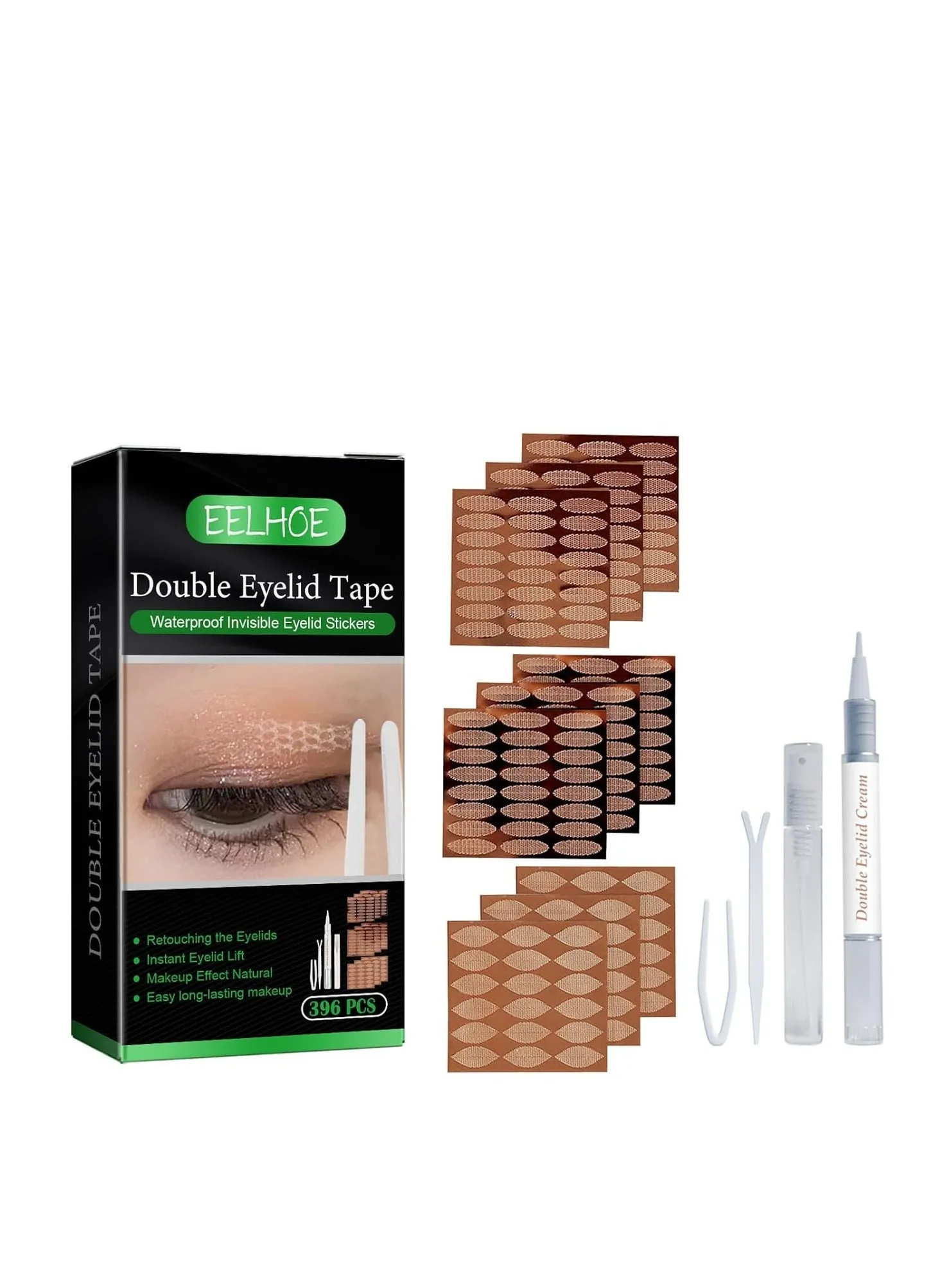 Eyelid Tape Stickers 396 PCS Double Strips, Instant Eye Lift Without Surgery, Perfect for Hooded, Droopy Uneven-1